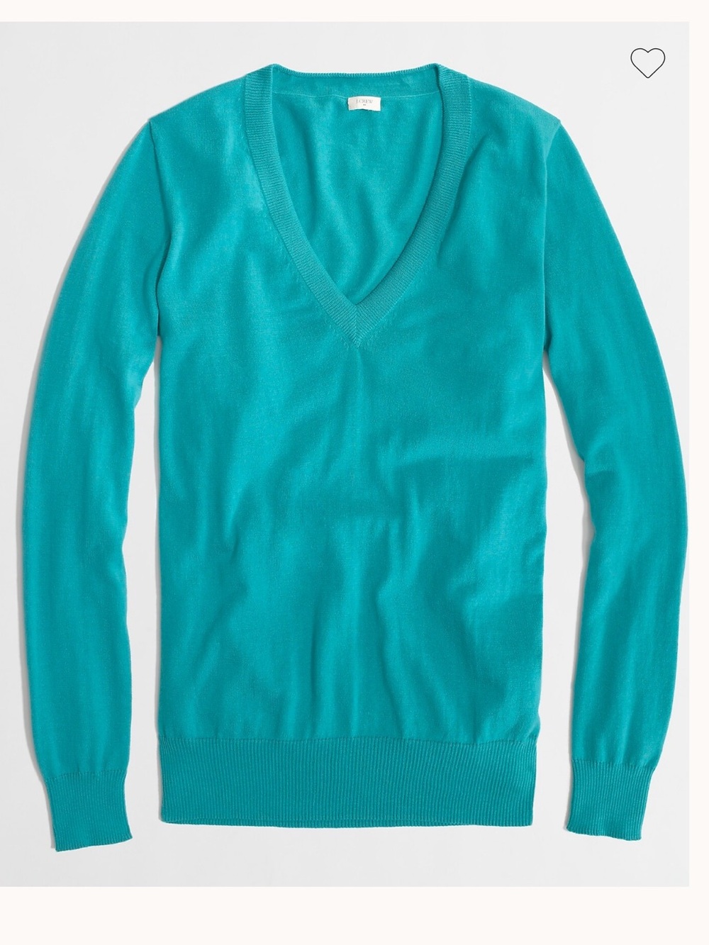 Small J Crew Teal Cotton V Neck Sweater
